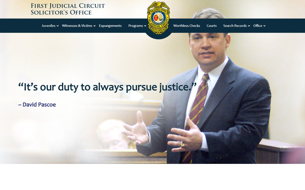 Orangeburg County court records after arrest First Circuit Solicitor office page