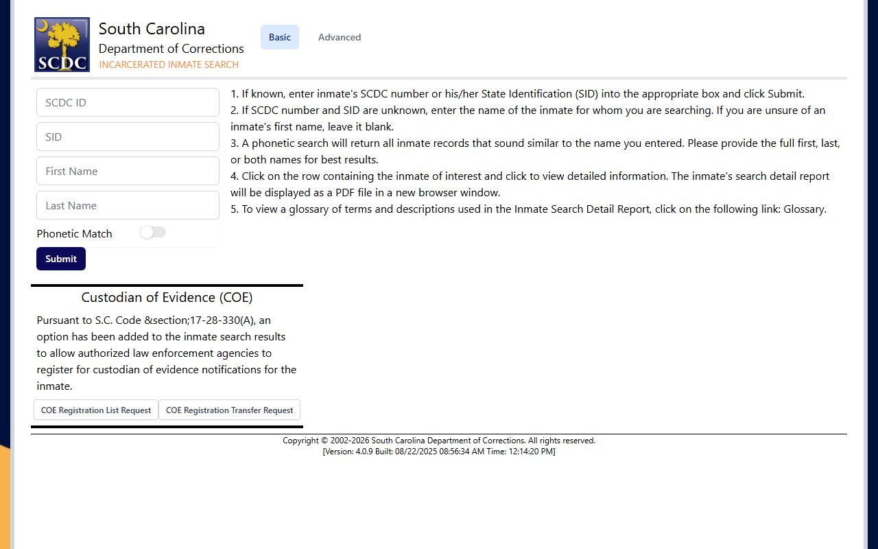 Orangeburg County inmate population SCDC inmate search source
