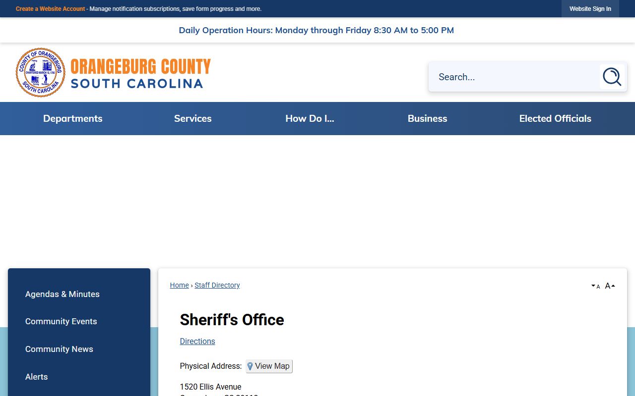 Orangeburg-Calhoun Regional Detention Center sheriff directory contacts for inmate records